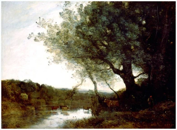 Camille Corot - Le Passage du gué le soir
