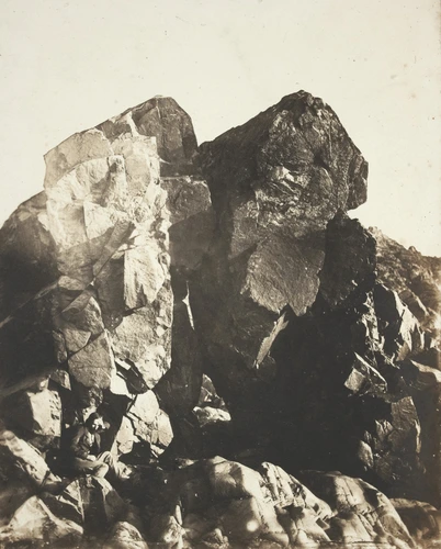 Charles Hugo - Auguste Vacquerie au pied d'un rocher (La Collette)