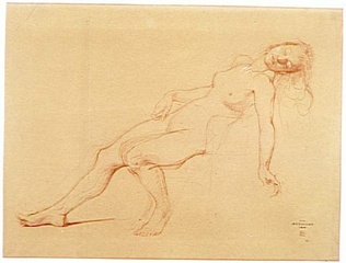 Elie Delaunay - Femme étendue sur le dos, le bras gauche pendant