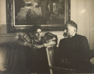 Edgar Degas - Stéphane Mallarmé et Paule Gobillard devant "Jeune fille dans un j...