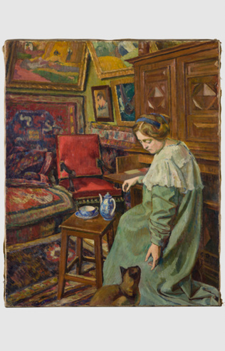 Daniel de Monfreid - Intérieur d'atelier à la chatte siamoise