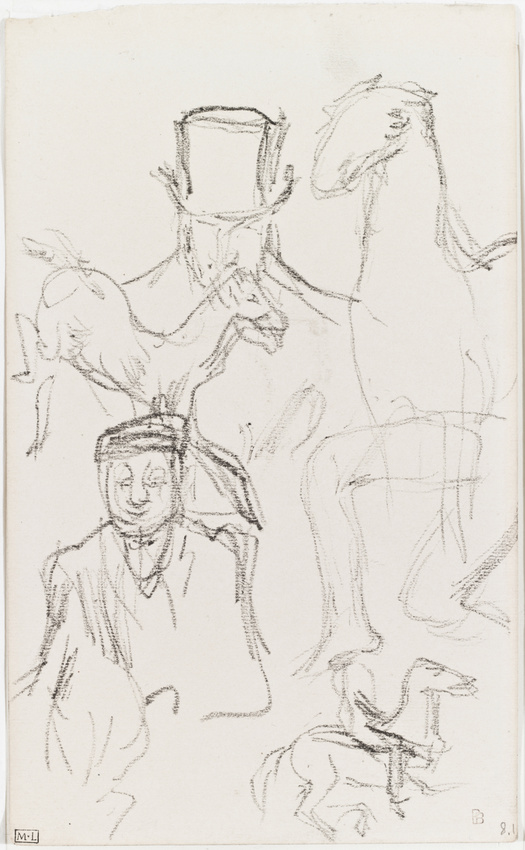 Pierre Bonnard - Page d'étude avec personnages, chevaux et cavaliers et jambes