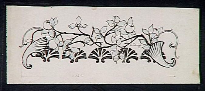 Emile Causé - Frise décorative, branches de fruits et palmettes