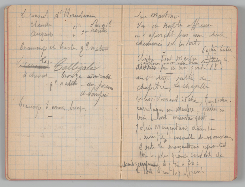 Charles-Justin Le Coeur - Carnet de notes concernant son voyage en Italie