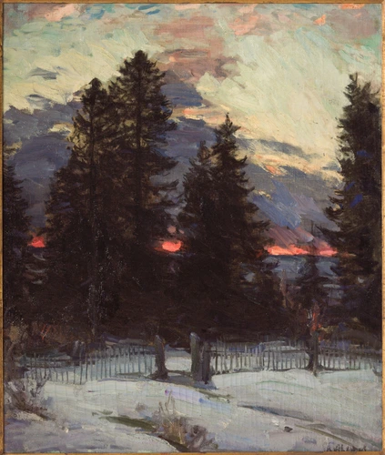 Abram Efimovitch Arkhipov - Coucher de soleil sur un paysage d'hiver