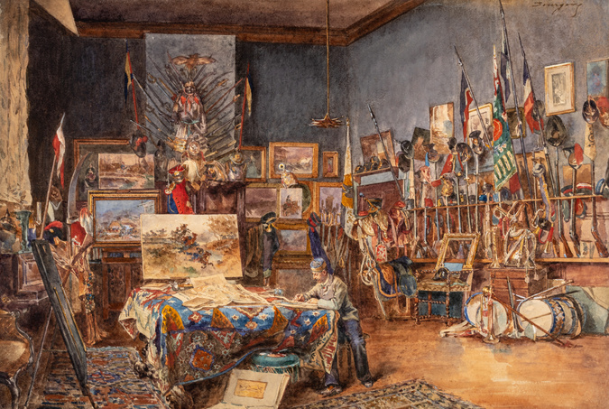 Marie Désiré Bourgouin - Le peintre Alphonse de Neuville dans son atelier