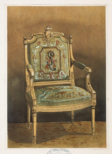 Antoine Zoegger - Projet de fauteuil recouvert d'une tapisserie