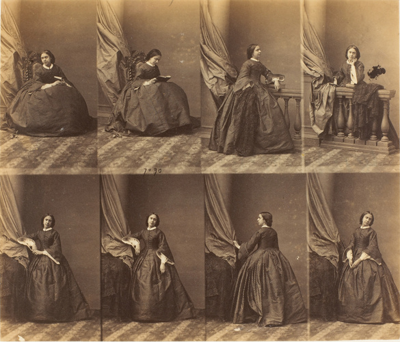 André Adolphe Eugène Disdéri - Mme. Davidson Rothschild en huit poses, deux assi...