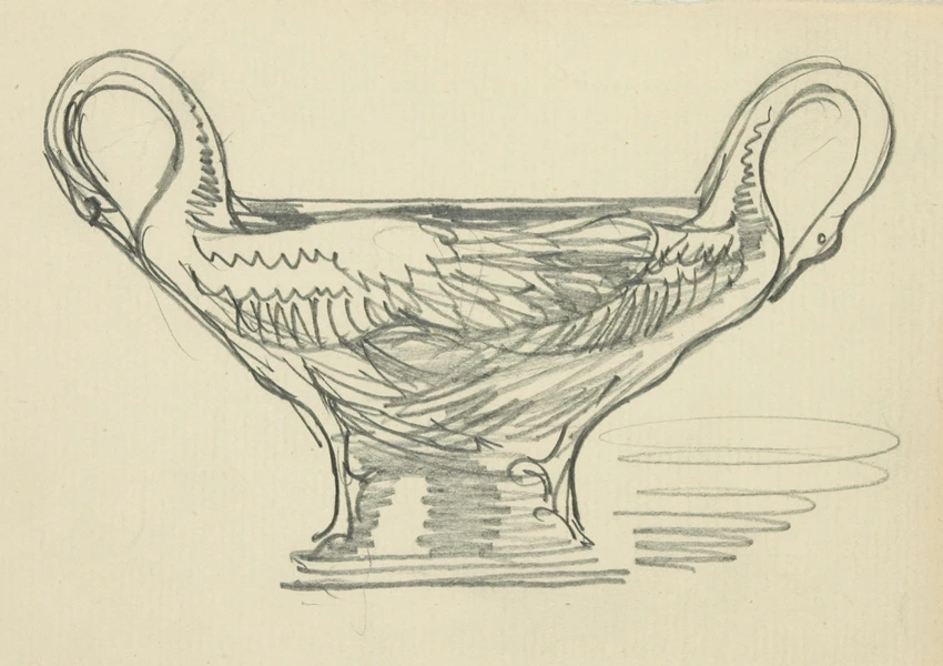 Eugène Grasset - Vase à anse en forme de cygne