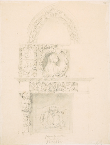 Louis Boitte - Cheminée et autres fragments sculptés provenant du château de Sar...