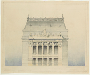 Alphonse Crépinet - Projet de l'Opéra comique, élévation principale (recto) ; Fr...