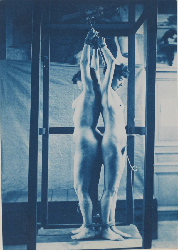 Charles-François Jeandel - Deux femmes nues attachées dos à dos, mains levées