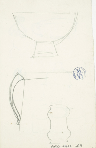 Auguste Delaherche - Modèles de récipients et coupes (recto et verso)