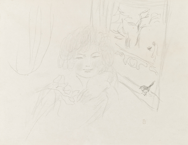 Pierre Bonnard - Jeune femme près d'une fenêtre avec oiseau sur le rebord