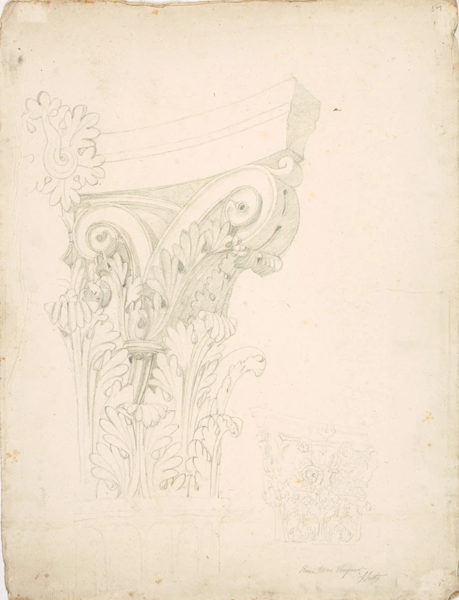 Feuille d'étude de chapiteau composite - Louis Boitte