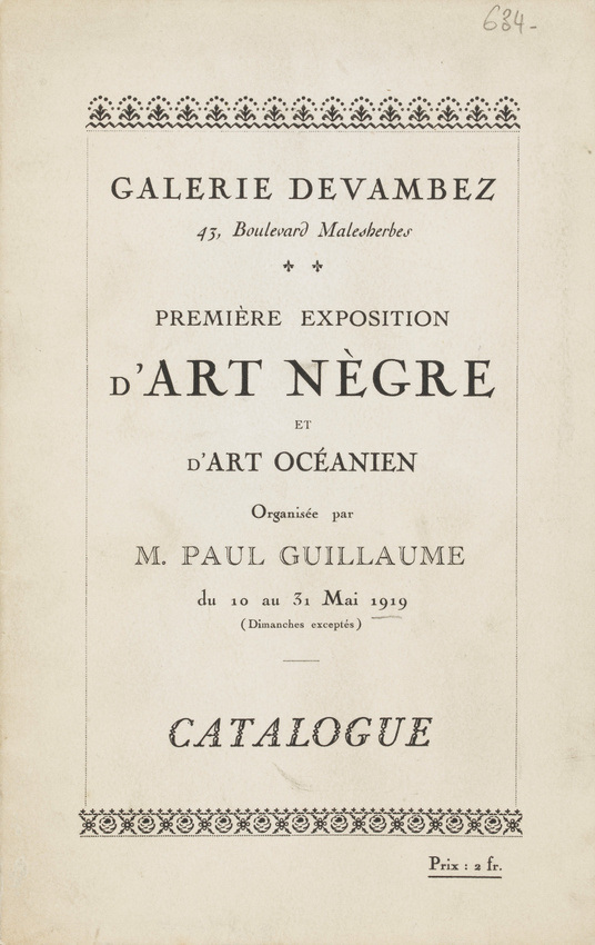 Guillaume Apollinaire - Catalogue d'exposition : Première exposition d'Art Nègre...