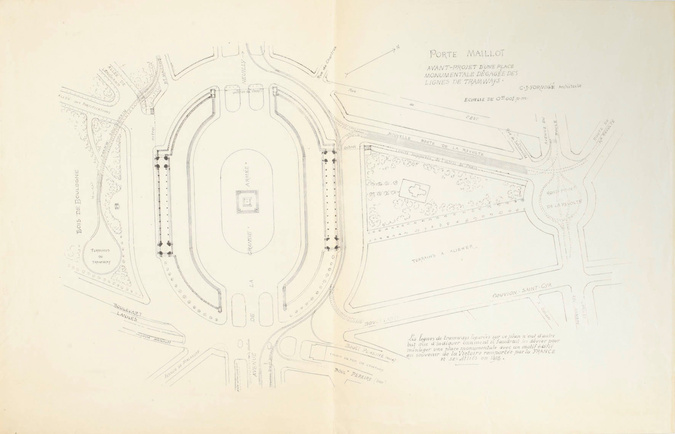 Jean-Camille Formigé - Projet d'aménagement de la Porte Maillot, plan de l'avant...