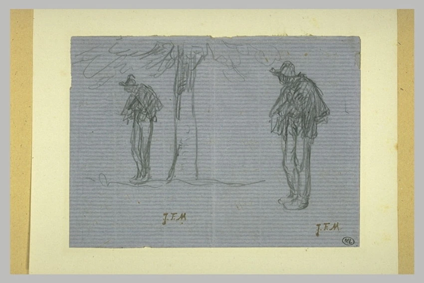 Jean-François Millet - Homme debout sous un arbre ; reprise de l'homme