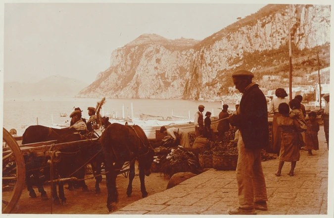 Charles Augustin Lhermitte - Italie - Arrivage de légumes dans un petit port