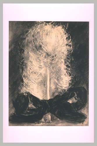 Louise Hervieu - Noeud noir et plume d'autruche blanche