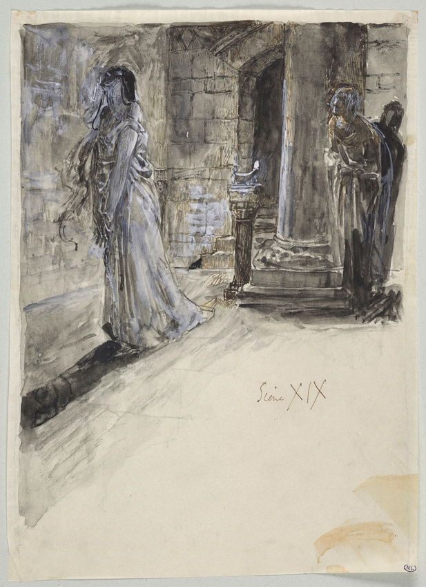 Luc Olivier Merson - Projet d'illustration pour Macbeth : Lady Macbeth somnambul...