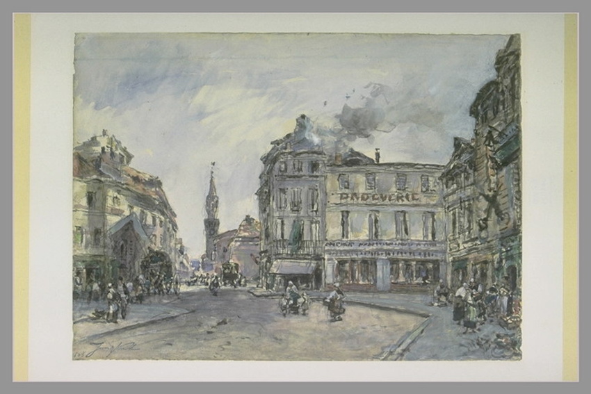 Johan Barthold Jongkind - Vue d'une place à Avignon avec une droguerie