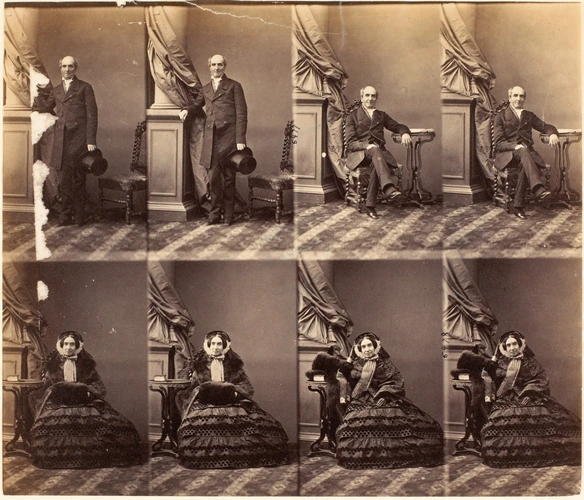 André Adolphe Eugène Disdéri - M. et Mme. Bergier en huit poses, quatre de monsi...