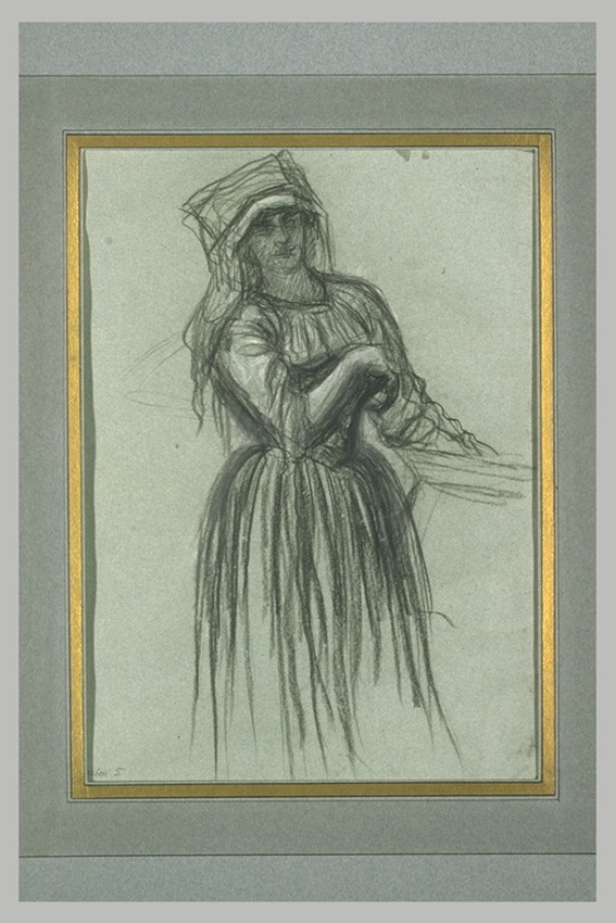 Ernest Hébert - Paysanne italienne debout, portant un objet