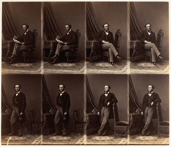 André Adolphe Eugène Disdéri - M. Mildway en huit poses, quatre assis et quatre ...