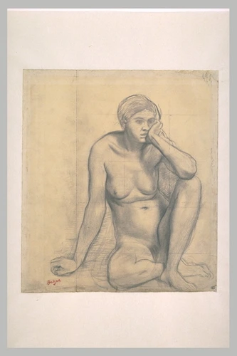 Edgar Degas - Femme nue, assise, de face