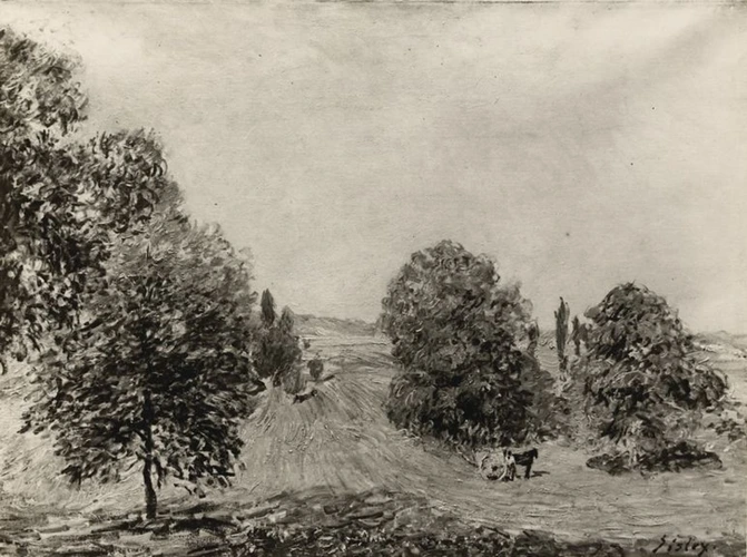 Paysage, champs, plaine de Veneux-Nadon - Alfred Sisley