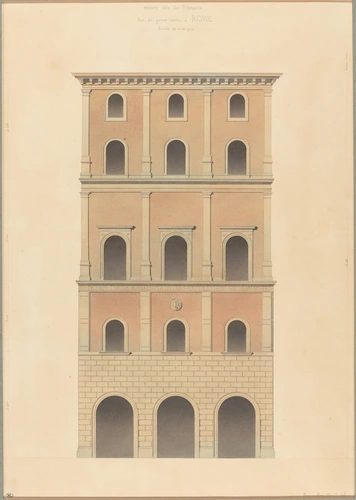 Hector Lefuel - Maison dite de Bramante à Rome, élévation de la façade