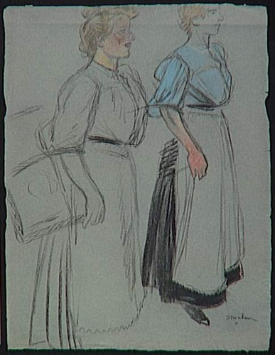 Théophile Alexandre Steinlen - Deux blanchisseuses debout
