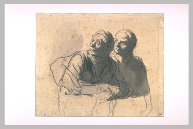 Honoré Daumier - Deux hommes à mi-corps regardant vers la gauche