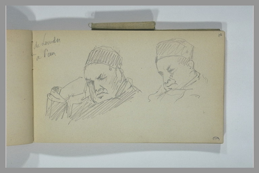 Adolphe Yvon - Deux études d'un homme endormi, vu en buste