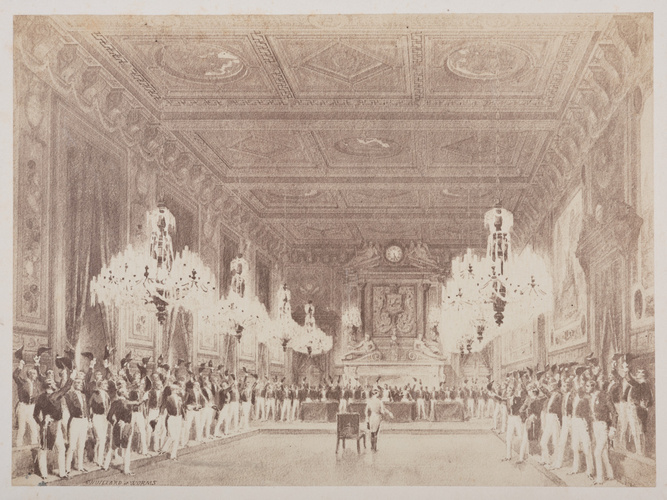 Ambroise Richebourg - Reproduction d'une aquarelle représentant le bal donné dan...