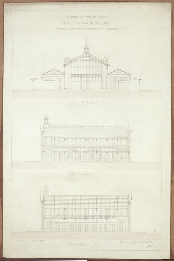 Juste Lisch - Gare du Champ-de-Mars de l'Exposition universelle de 1878, coupes ...