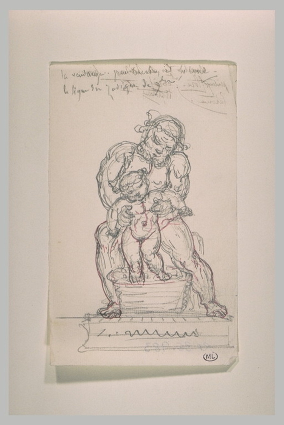 Eugène Guillaume - Silène soutenant l'enfant Bacchus dans une corbeille