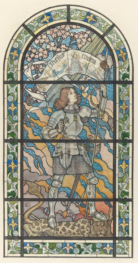 Eugène Grasset - Projet de vitrail pour Saint-Honoré d'Eylau, maquette: Jeanne-d...