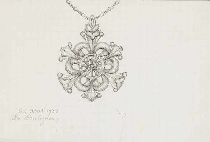 Enguerrand du Suau de la Croix - Pendentif à motif végétal et floral, chaîne