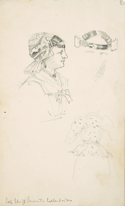 Eugène Grasset - Etude de tête et coiffes hollandaises