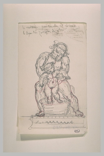 Eugène Guillaume - Silène soutenant l'enfant Bacchus dans une corbeille