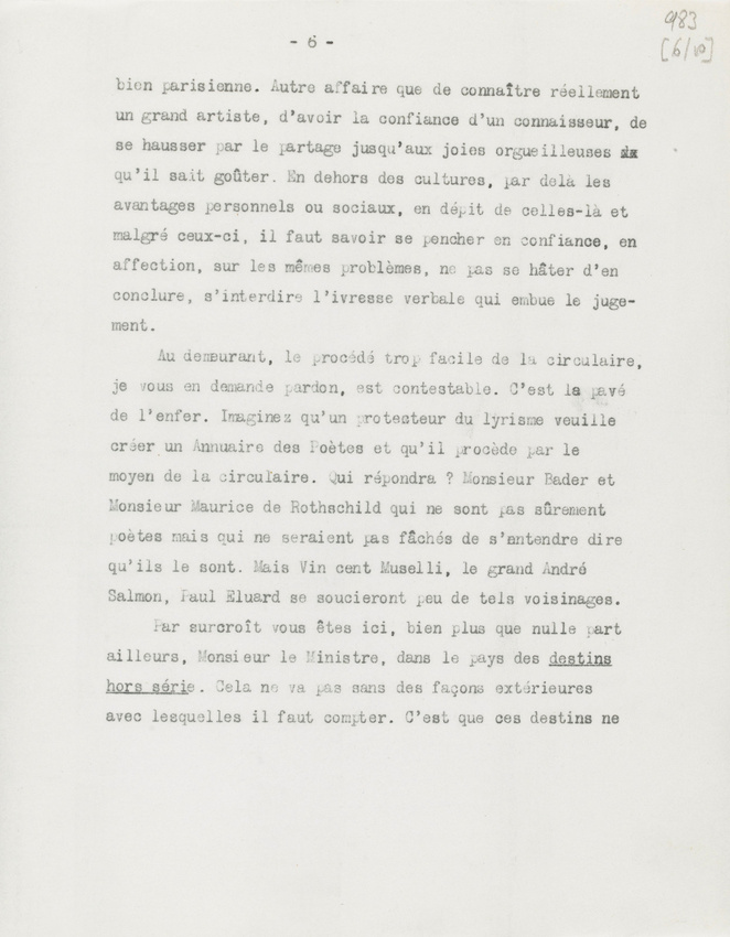 Paul Guillaume - Lettre ouverte à Monsieur le Ministre de l'Education Nationale