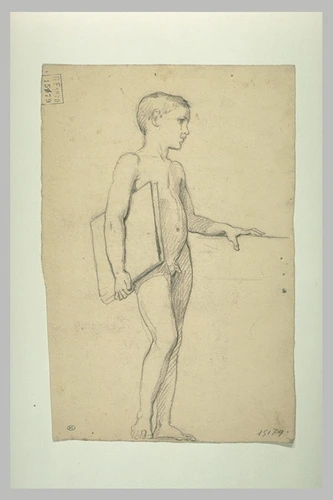Félix Joseph Barrias - Enfant nu, un carton sous le bras