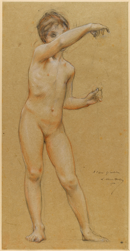Luc Olivier Merson - Jeune fille nue, debout, de trois quarts vers la droite