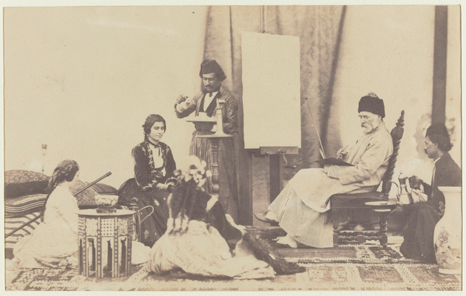 Henry Sauvaire - Portrait de Camille Rogier et de ses amis au salon, Beyrouth