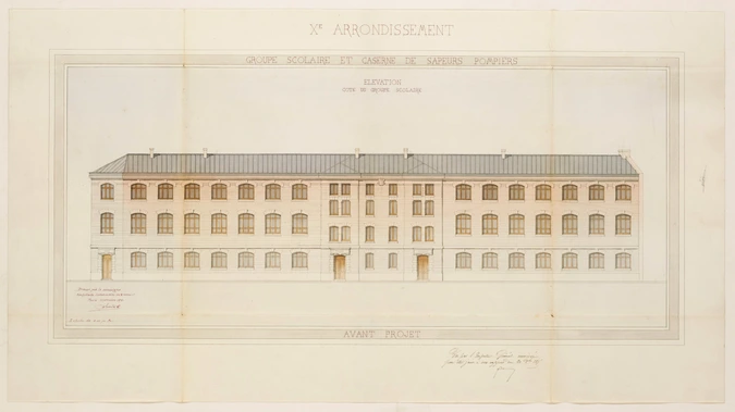 Antoine Soudée - Xe arrondissement, groupe scolaire et caserne de Sapeur Pompier...