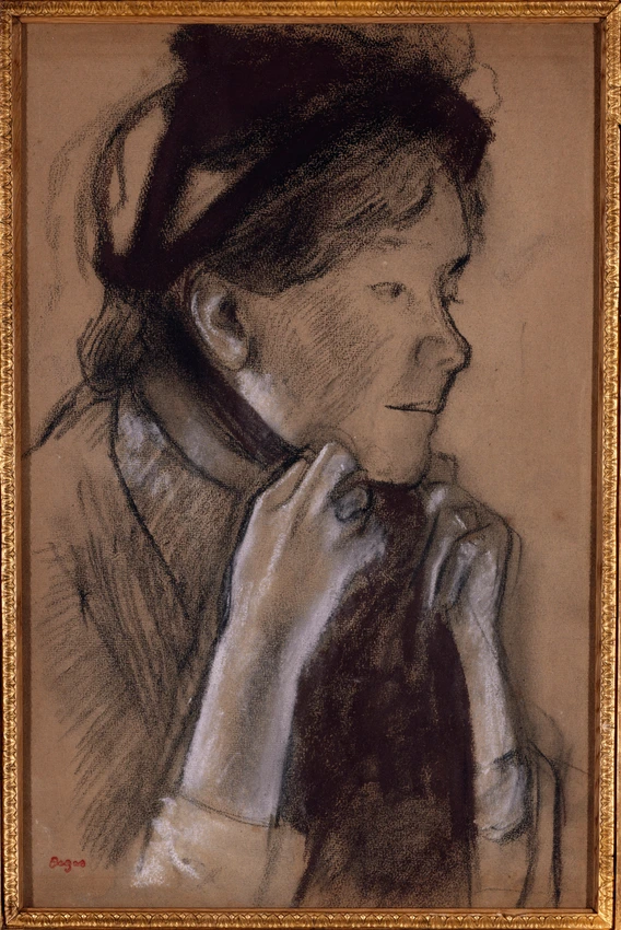 Jeune femme nouant les rubans de son chapeau - Edgar Degas