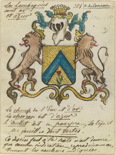 Emile Gallé - Blason aux armes de Monsieur de Comeau