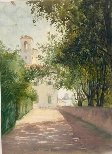 Villa Médicis, vue de la villa à travers les arbres du parc - Louis Boitte